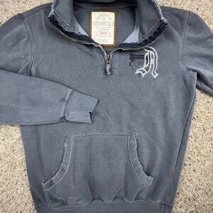Aeropostale Long Sleeve Pullover 1/4 Zip Size Small Gray w Logo Distressed